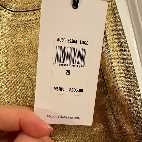 7 for all mankind high waist ankle skinny gold pants 👖 - Picture 5 of 5